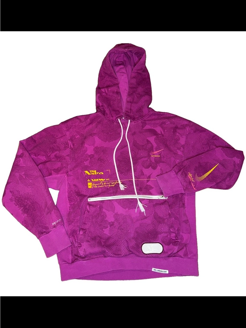 Nike Men Standard Issue Dri-Fit Basketball Hoodie Halftone Fuchsia Purple M